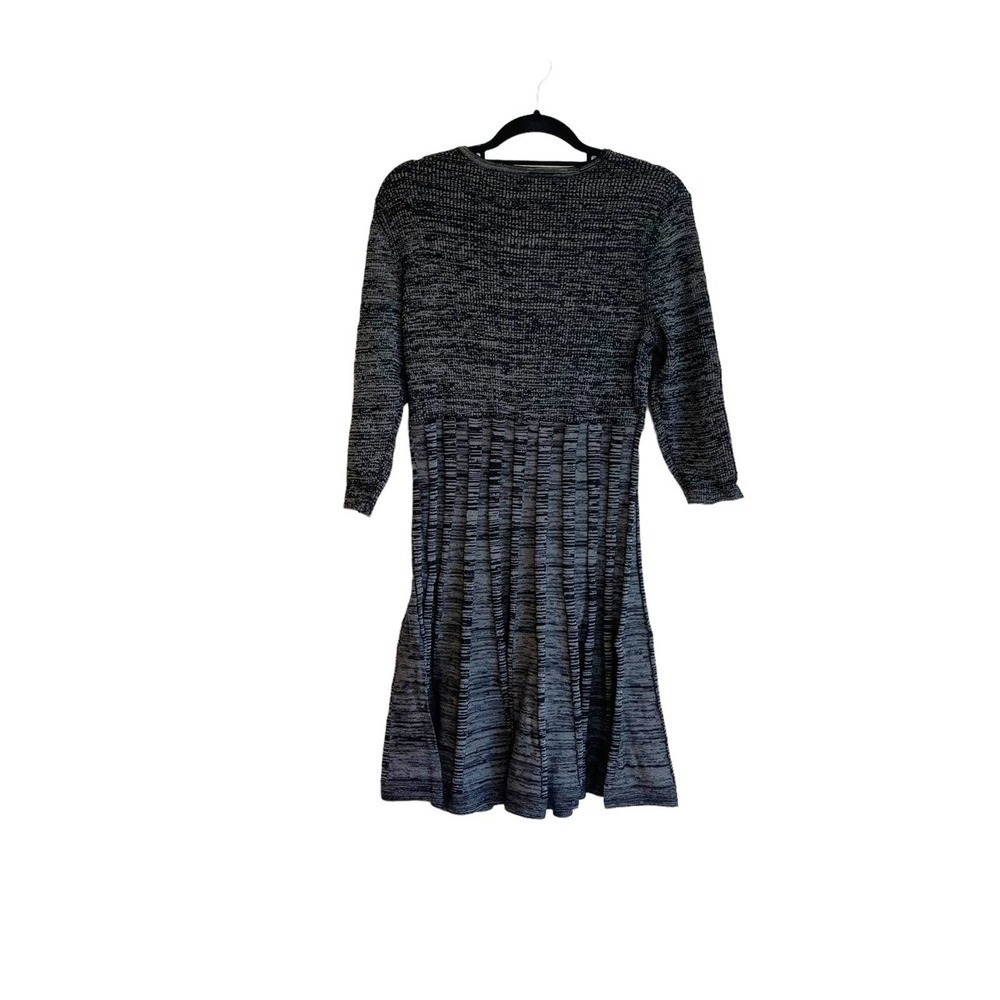 New Nina Leonard Pleated Scoop Neck Sweater Dress Dark Gray Women's Size XL - Picture 6 of 9